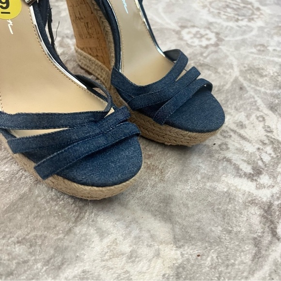 Jessica Simpson Cork Denim Wedge Heel Sandals Shoes size 9 - Picture 9 of 10